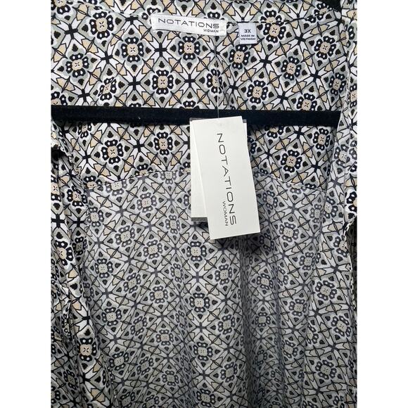 Notations - Women's 3X Button-Up Geometric Print Blouse - Picture 4 of 14